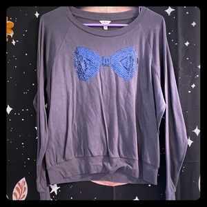 Forever 21 Gray with Black Sequin Bow Sweatshirt